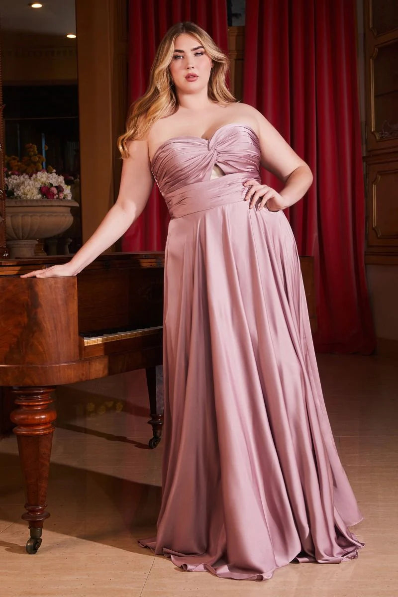 Madigan Gown - STRAPLESS A-LINE SOFT SATIN KEYHOLE DRESS