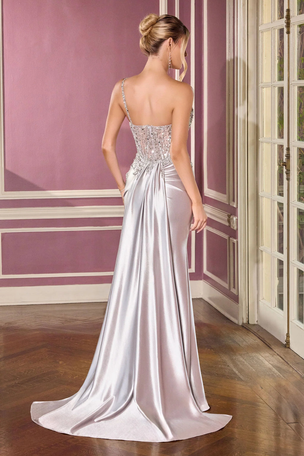 Kendra Gown - Silver One Shoulder Formal Dress