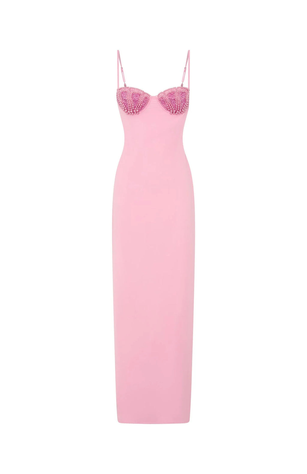 Motel Mermaid Beaded Maxi Dress Candy Pink