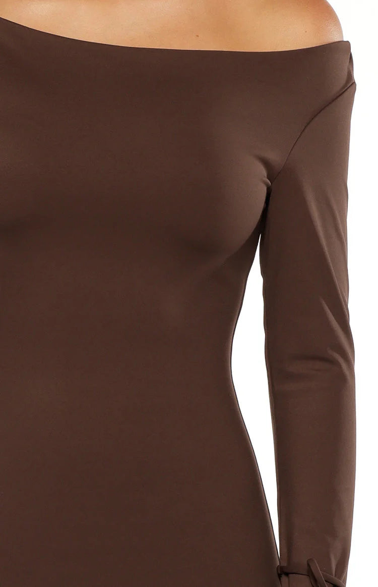 Elisha Chocolate Jersey Maxi Dress