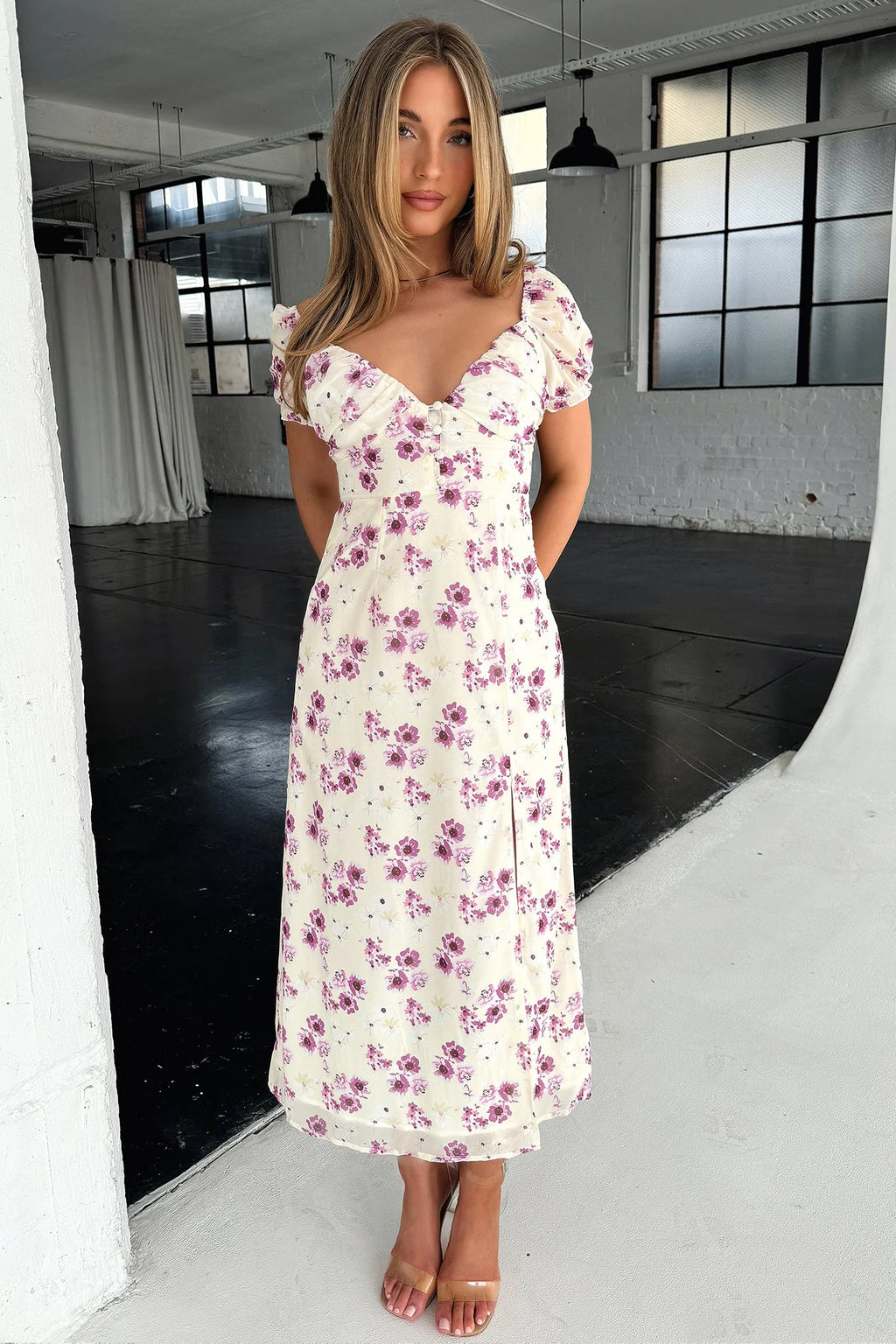 Solem Midi Dress - Yellow Floral