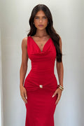 Alison Open Back Maxi Dress - Red