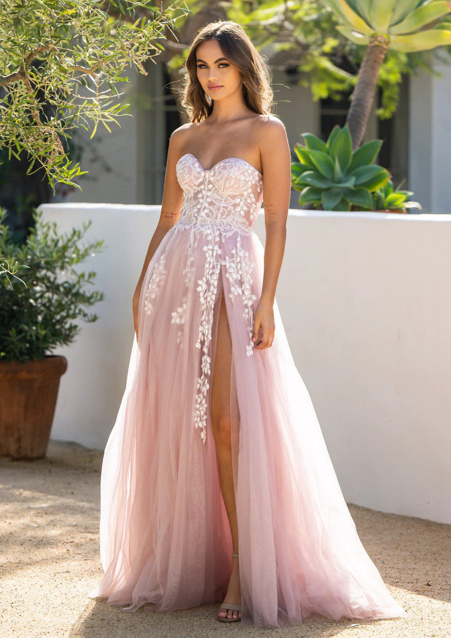SOLAINE GOWN - MAUVE - STRAPLESS CORSET A-LINE DRESS