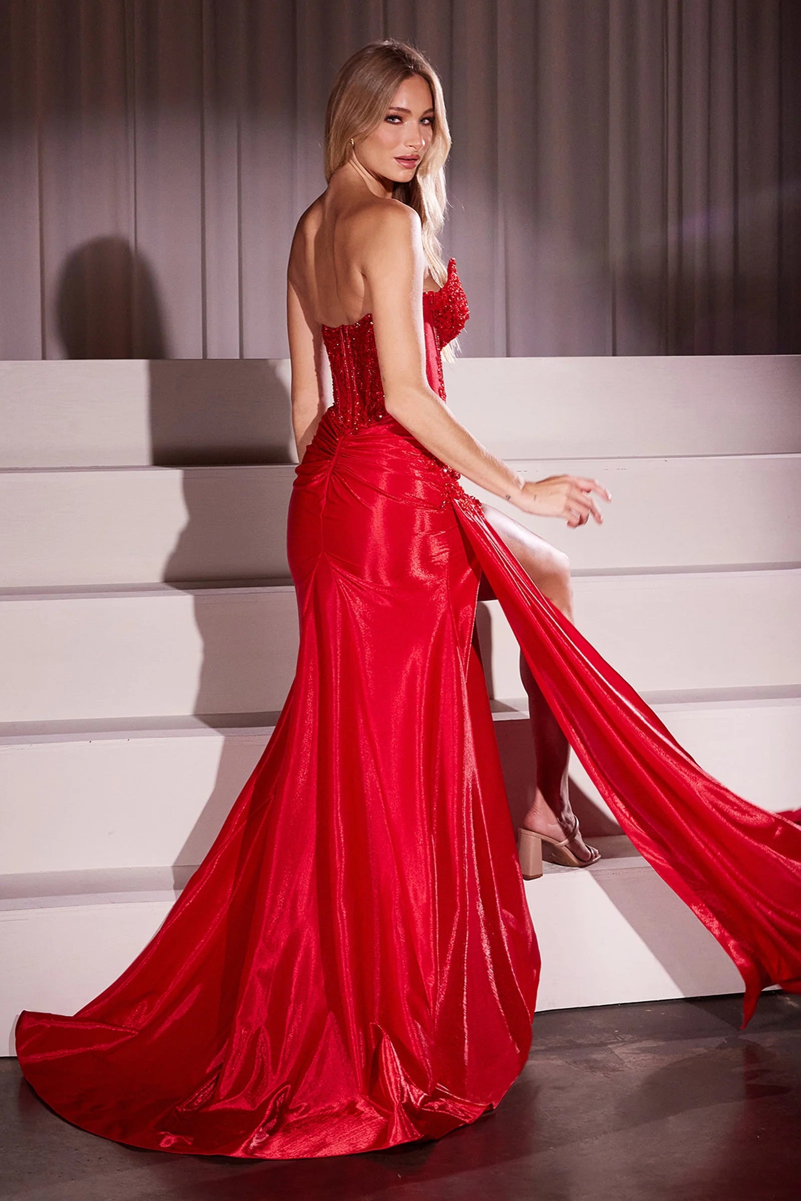 Atlas Gown - Strapless Taffeta Fitted Gown
