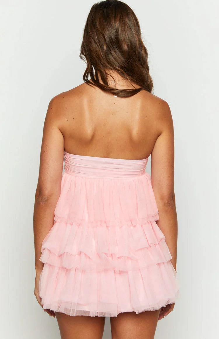 Elegeleges Multi-Color Strapless Party Mini Dress