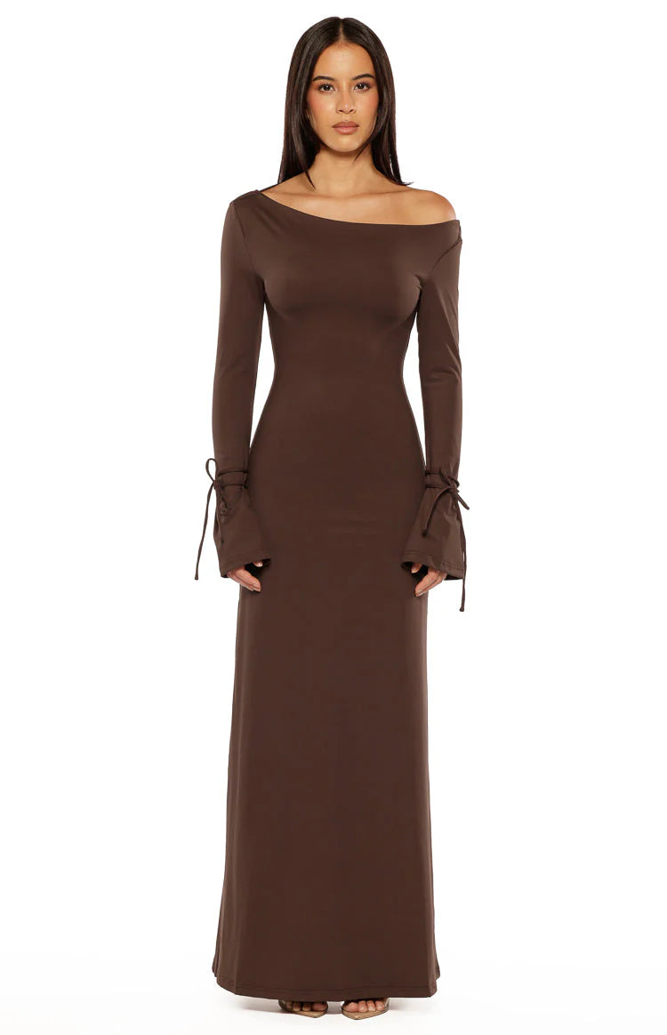 Elisha Chocolate Jersey Maxi Dress