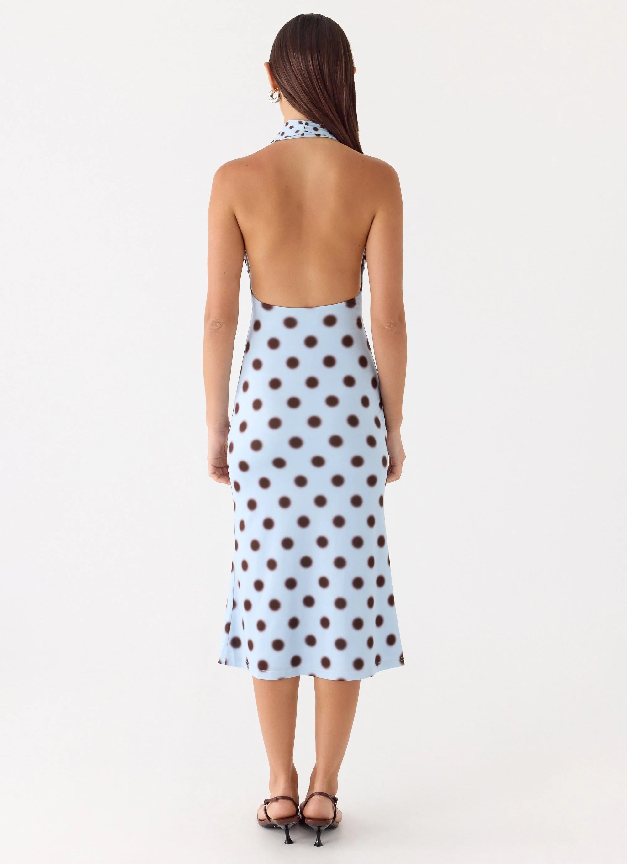 Awuku Midi Dress - Blue Mocha Dot