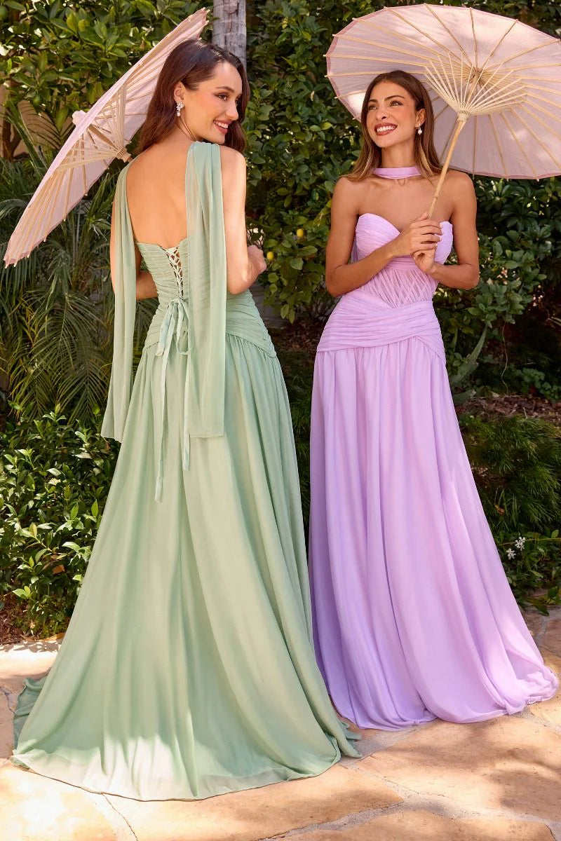 Kimberly Gown - Chiffon A-line Dress With Scarf