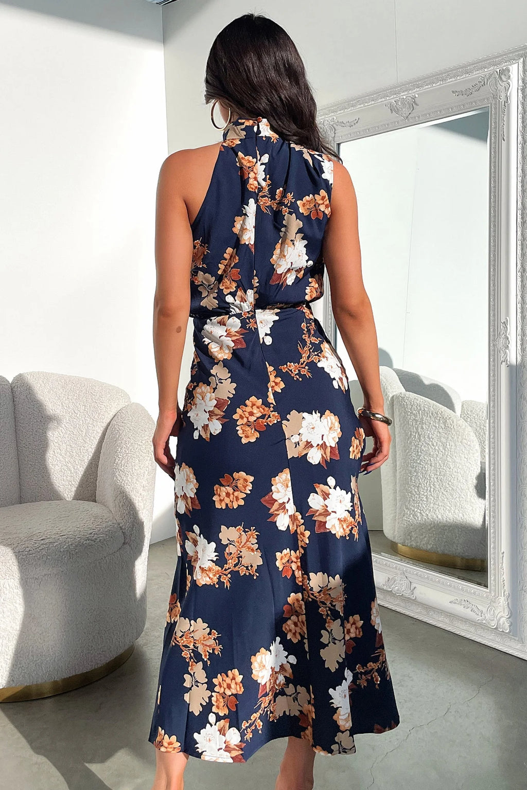 Santorini Maxi Dress - Navy Floral