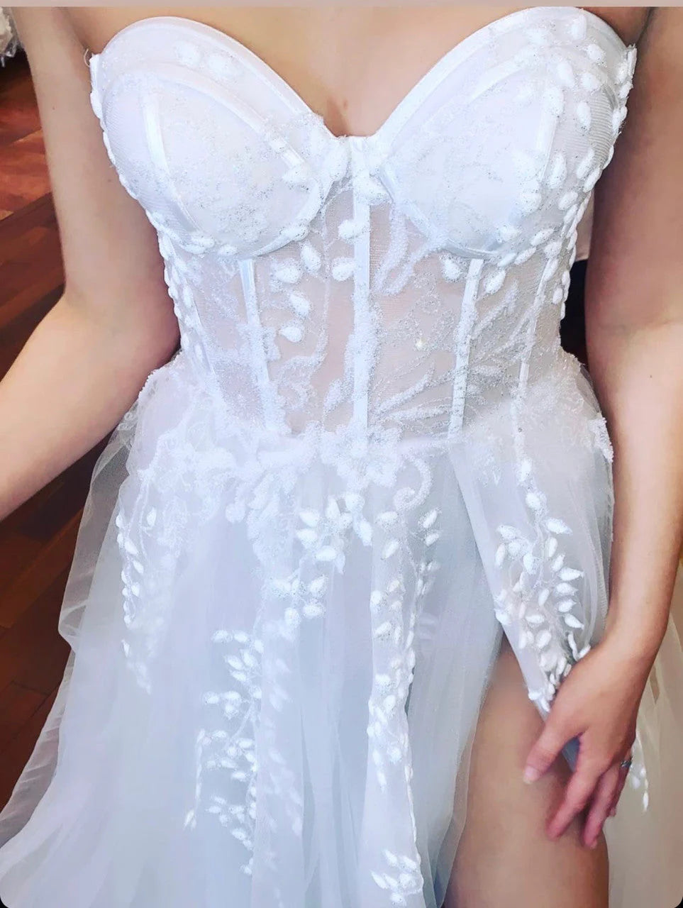SOLAINE GOWN - OFF WHITE - STRAPLESS CORSET A-LINE DRESS
