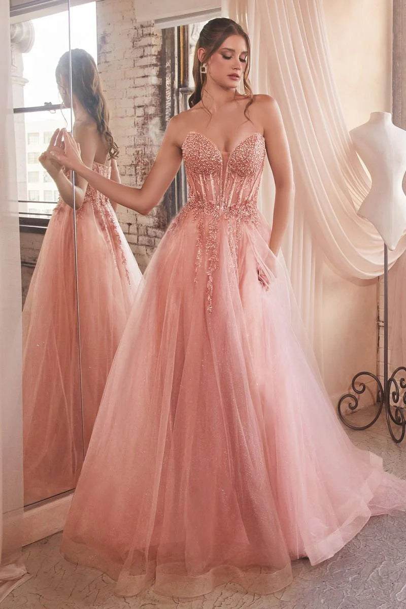 Marisol Gown - Pearl Beaded Glitter Tulle Ball Gown