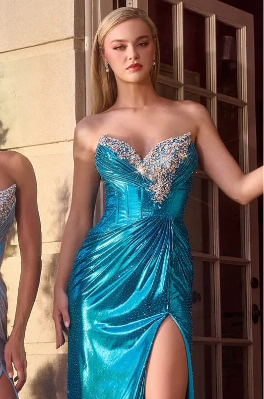 ATLANTIS GOWN - METALLIC STRETCH STRAPLESS DRESS