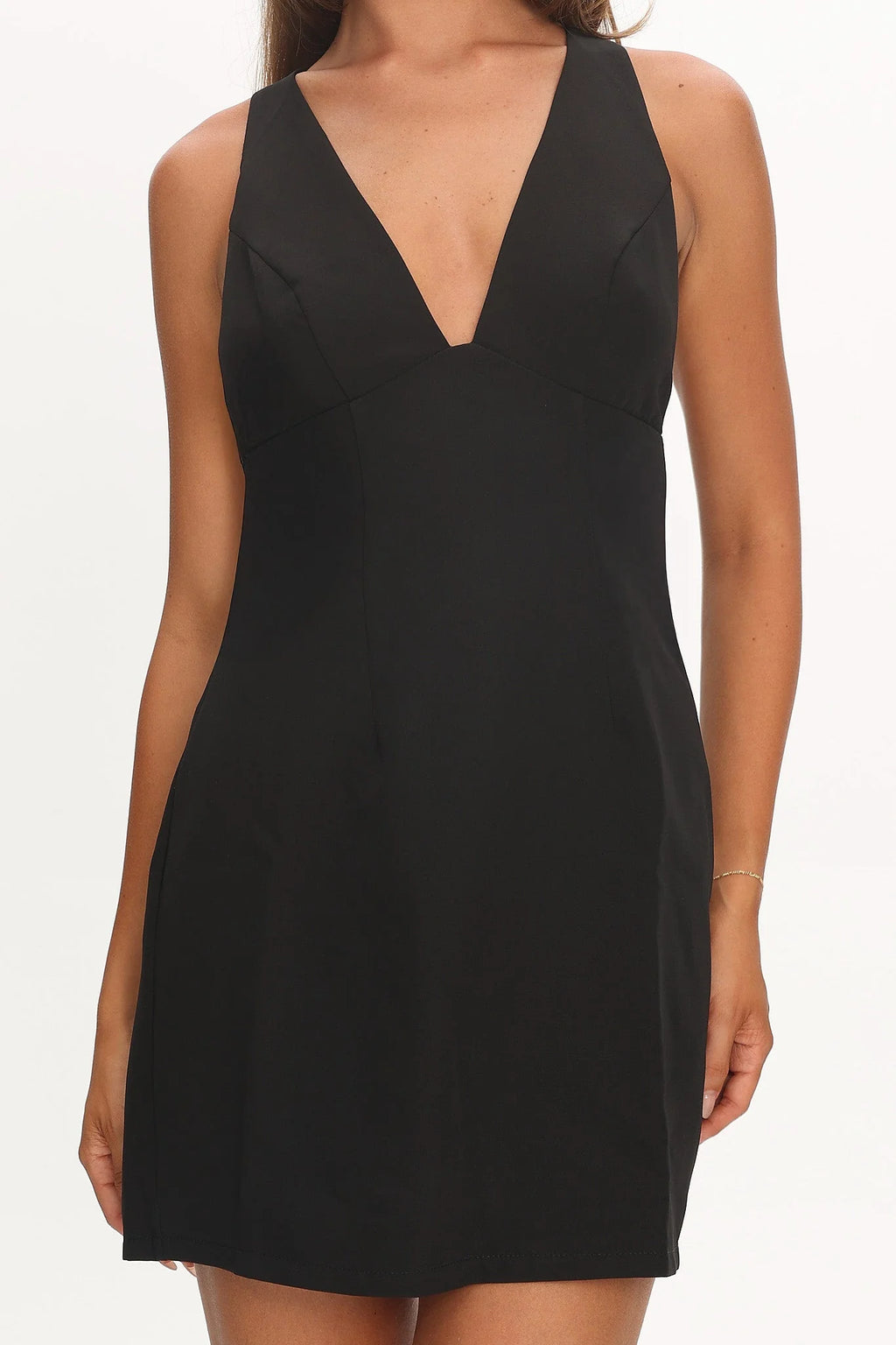 Moonlit Night Ruffle Strap Cut-Out Back Dress Black