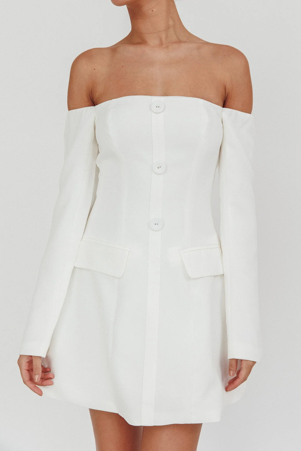 Cherry Wine Off Shoulder Mini Dress White