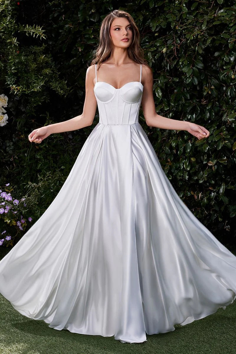 Selma Gown - Off White - A-LINE LUXE SATIN BUSTIER DRESS