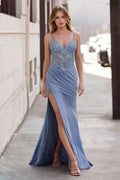 Marlowe Gown - Fitted Glitter Dress with Lace Appliqué