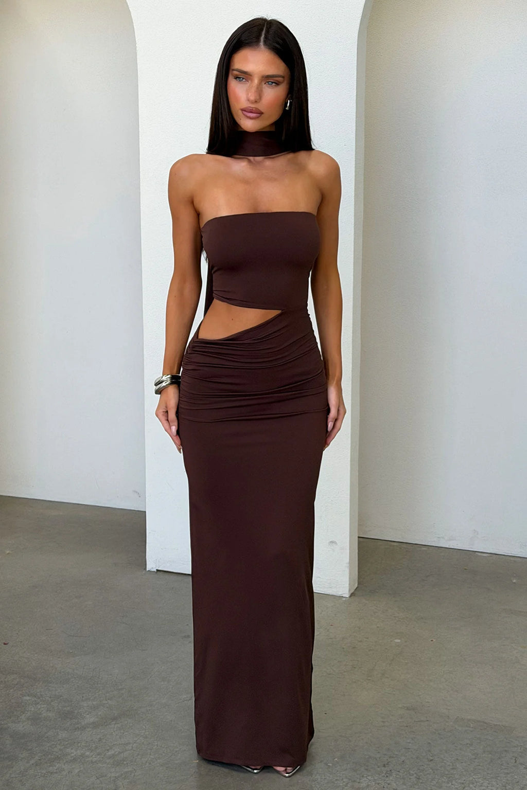 Forbes Strapless Maxi Dress - Brown