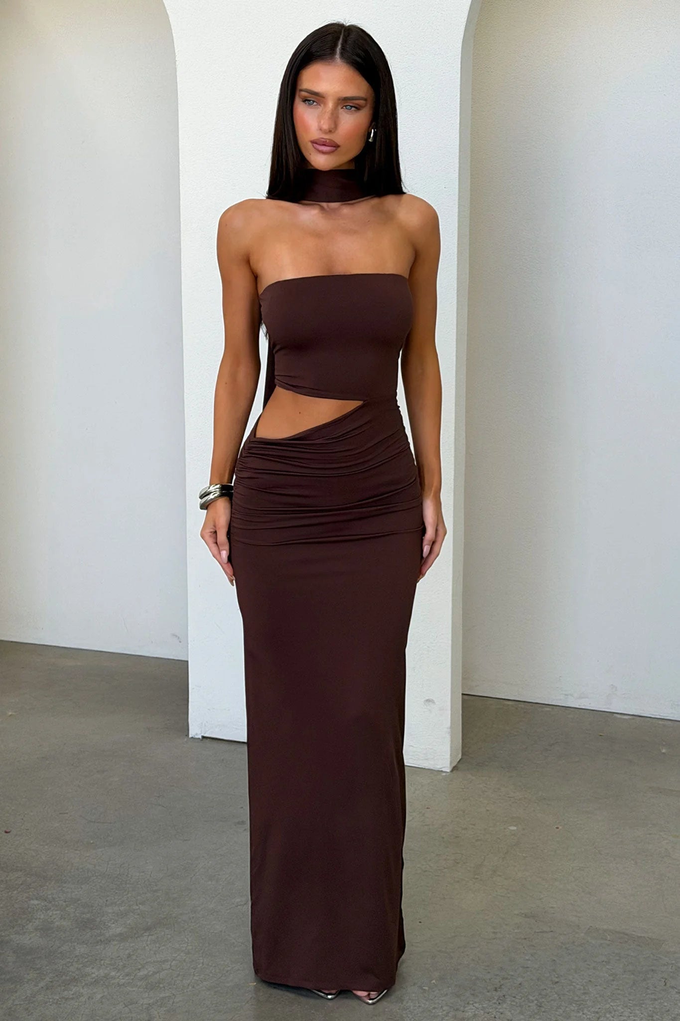 Forbes Strapless Maxi Dress - Brown