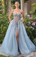 A1490 - Beaded Bellflower Bustier Ball Gown - Andrea & Leo