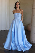 42500 - Ava Presley - Strapless A-line Pearl Embellished Dress