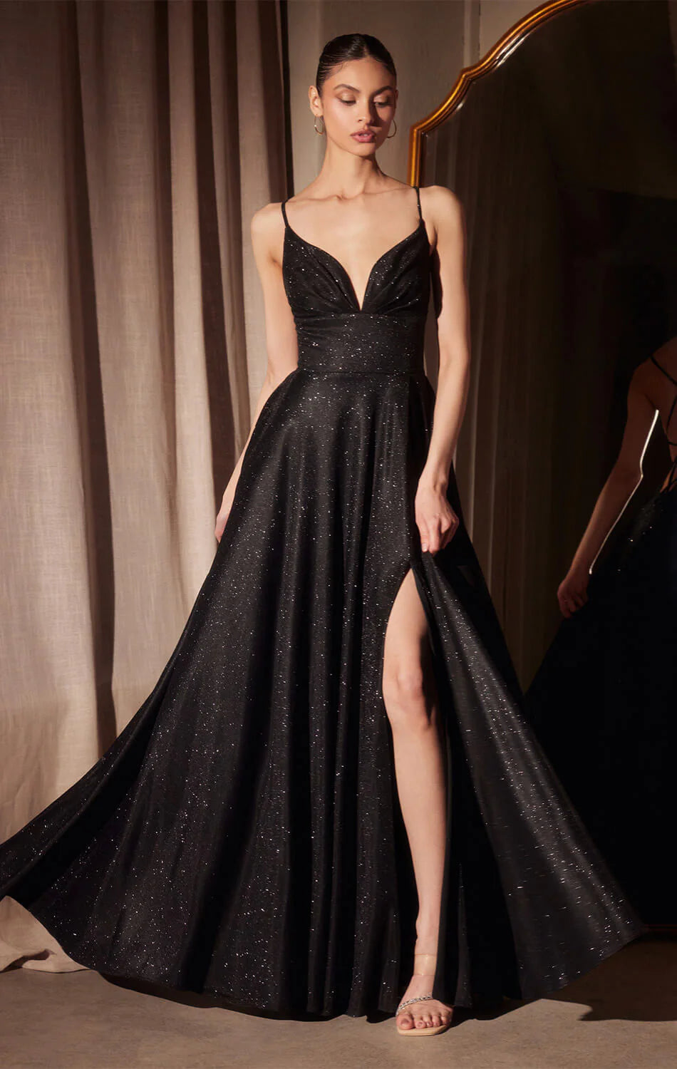 Gwendolyn Gown – Shimmer Lace-Up Back A-Line Evening Dress