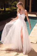 SOLAINE GOWN - OFF WHITE - STRAPLESS CORSET A-LINE DRESS