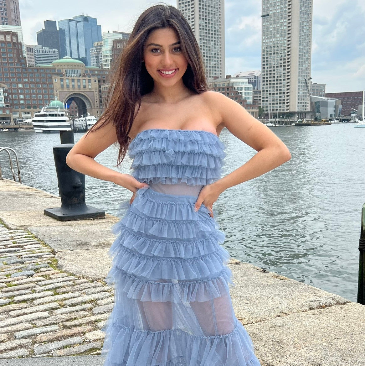 Georgia Maxi Dress - Smoky Blue