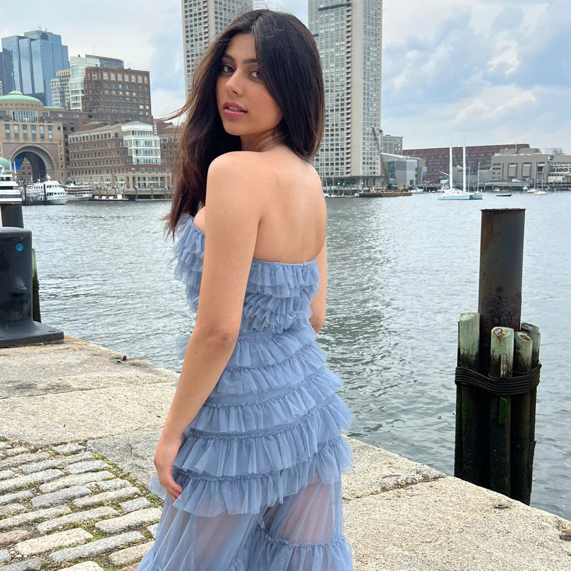 Georgia Maxi Dress - Smoky Blue