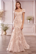 A1025 - Blossom Lace Puff Sleeve Gown - Andrea & Leo