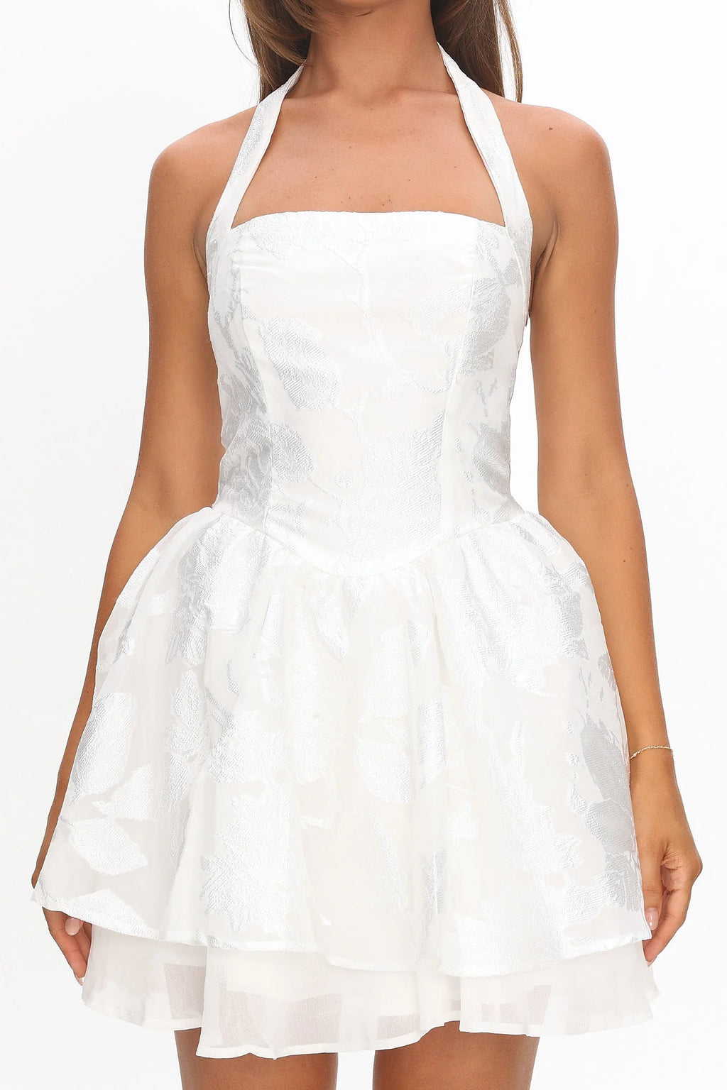 Elegeleges Lusting Halter A-Line Mini Dress White