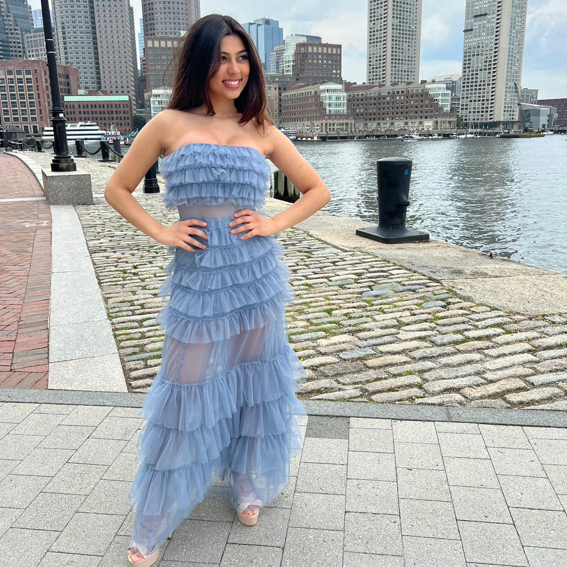 Georgia Maxi Dress - Smoky Blue