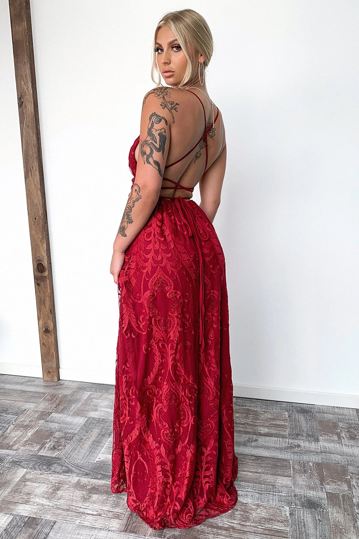 Scarlett Halter Maxi Dress - Burgundy