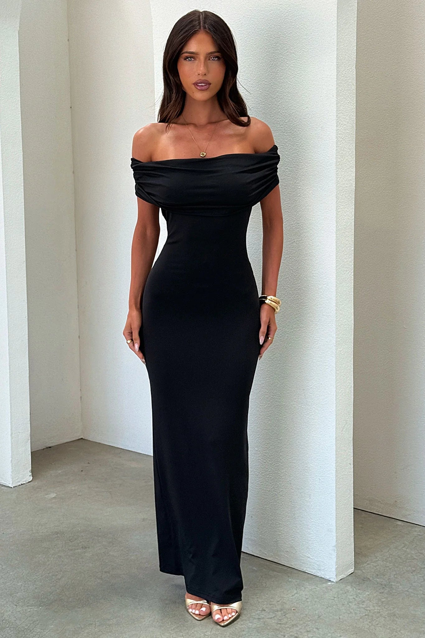 Jackie Off-Shoulder Maxi Dress - Black
