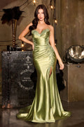 Fiona Gown - Fitted Satin Dress With Floral Lace