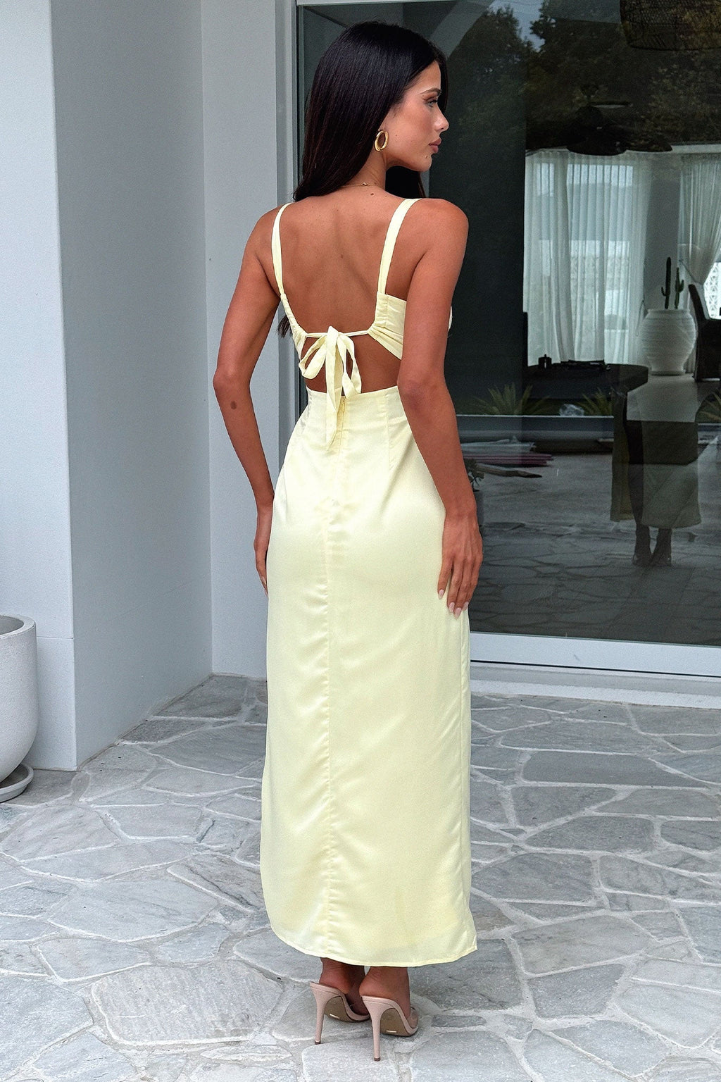 Sorrento Satin Maxi Dress - Yellow