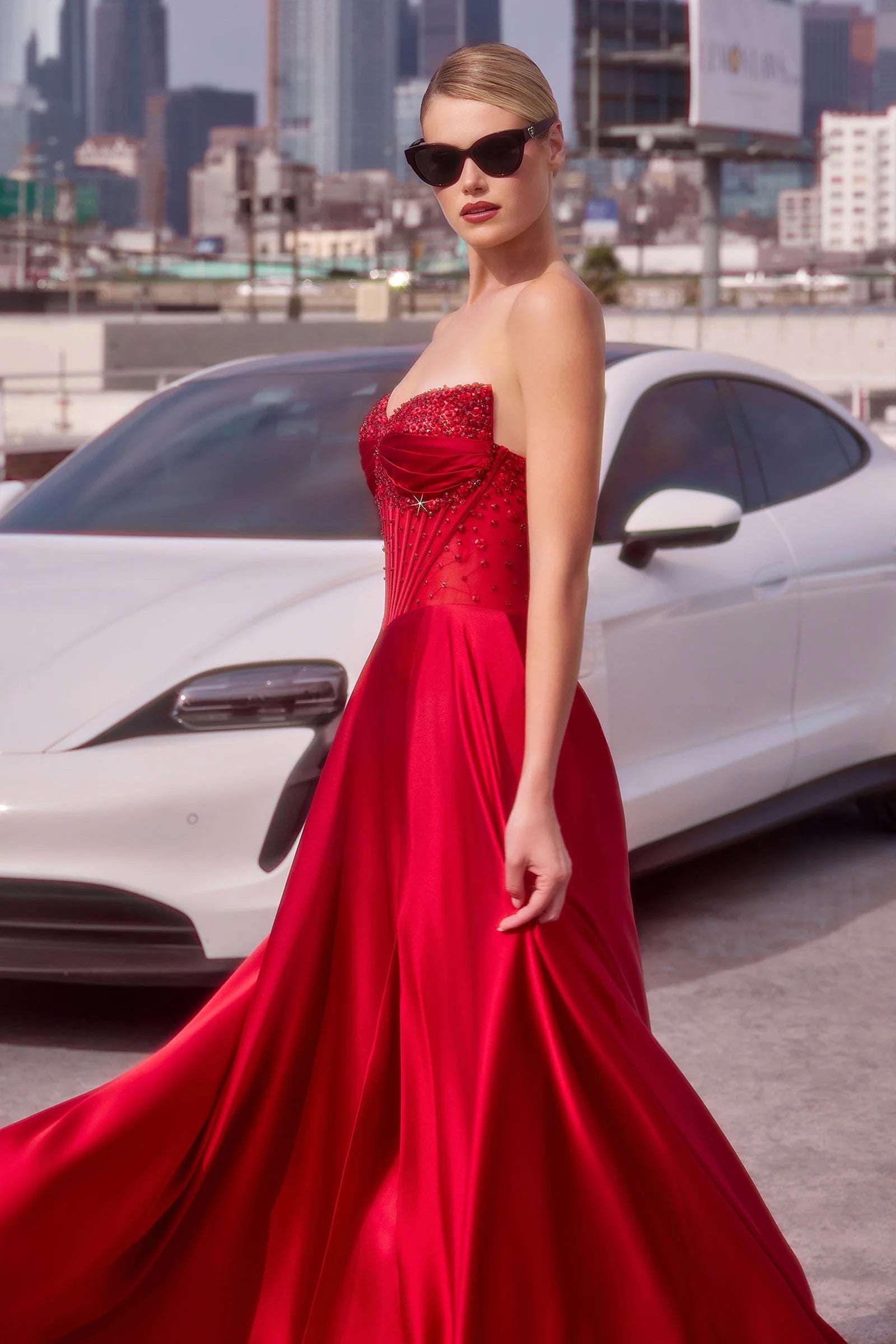 Melanie Gown - A-line Dress with Beaded Bodice & Corset Back