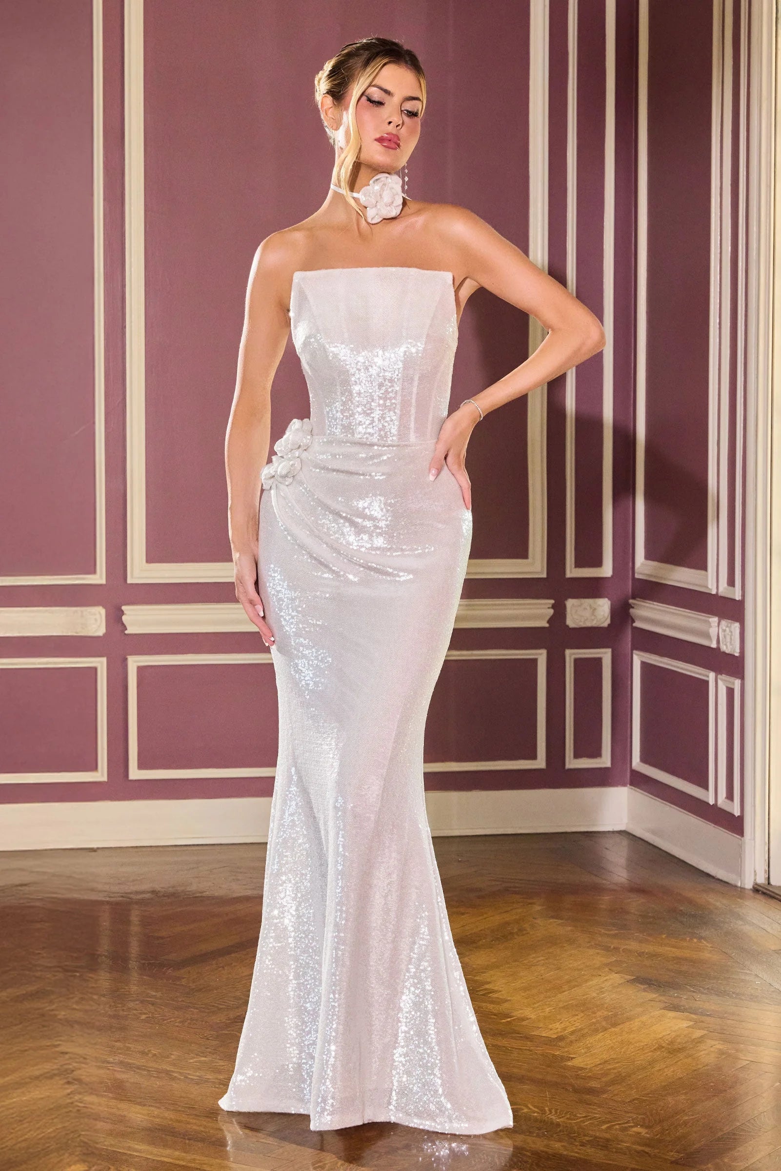 Vanya Gown - Sequin Evening Dress With Choker