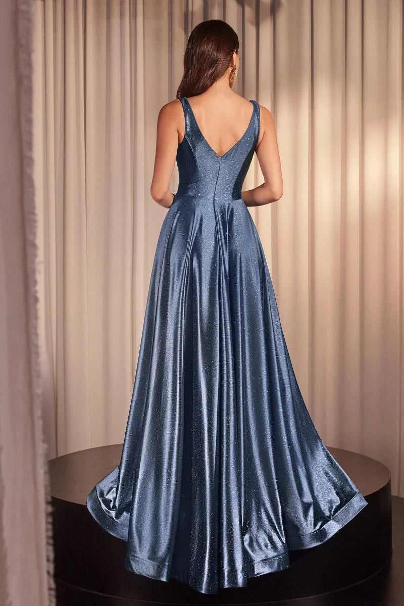 Cecily Gown - Black - GLIMMERING STRETCH SATIN A-LINE DRESS