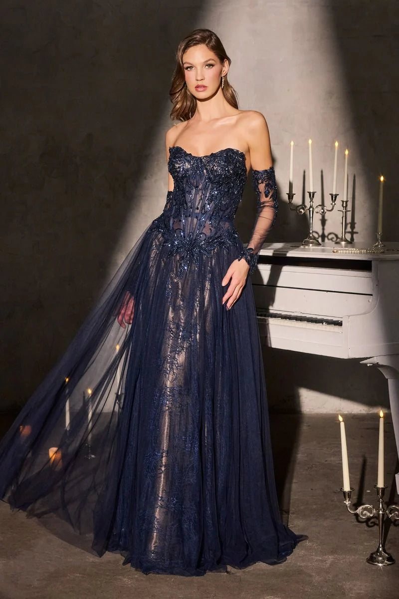 LILITH GOWN - A-LINE TULLE DRESS WITH GLOVES