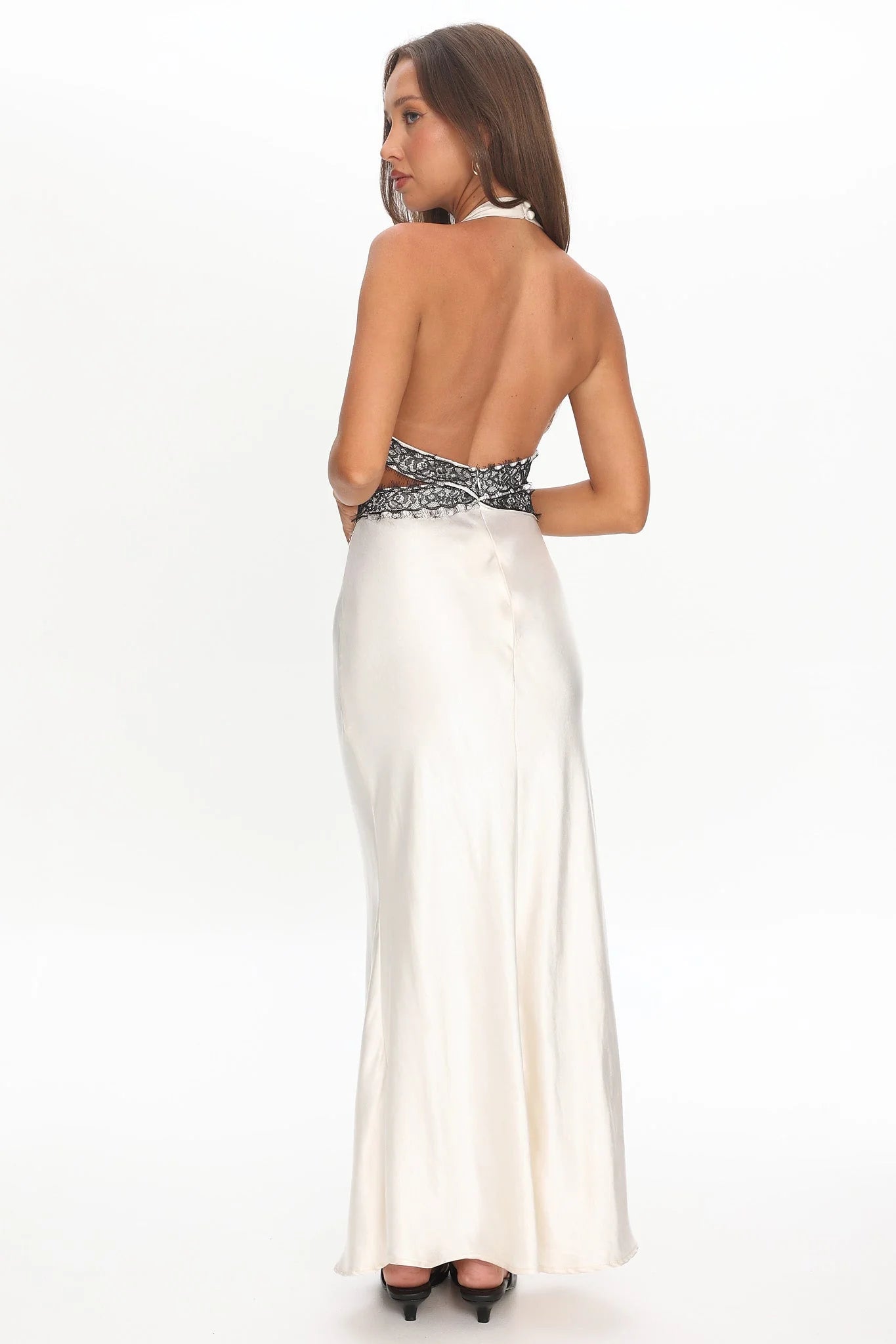 Of Your Dreams Cut-Out Halter Dress Oyster