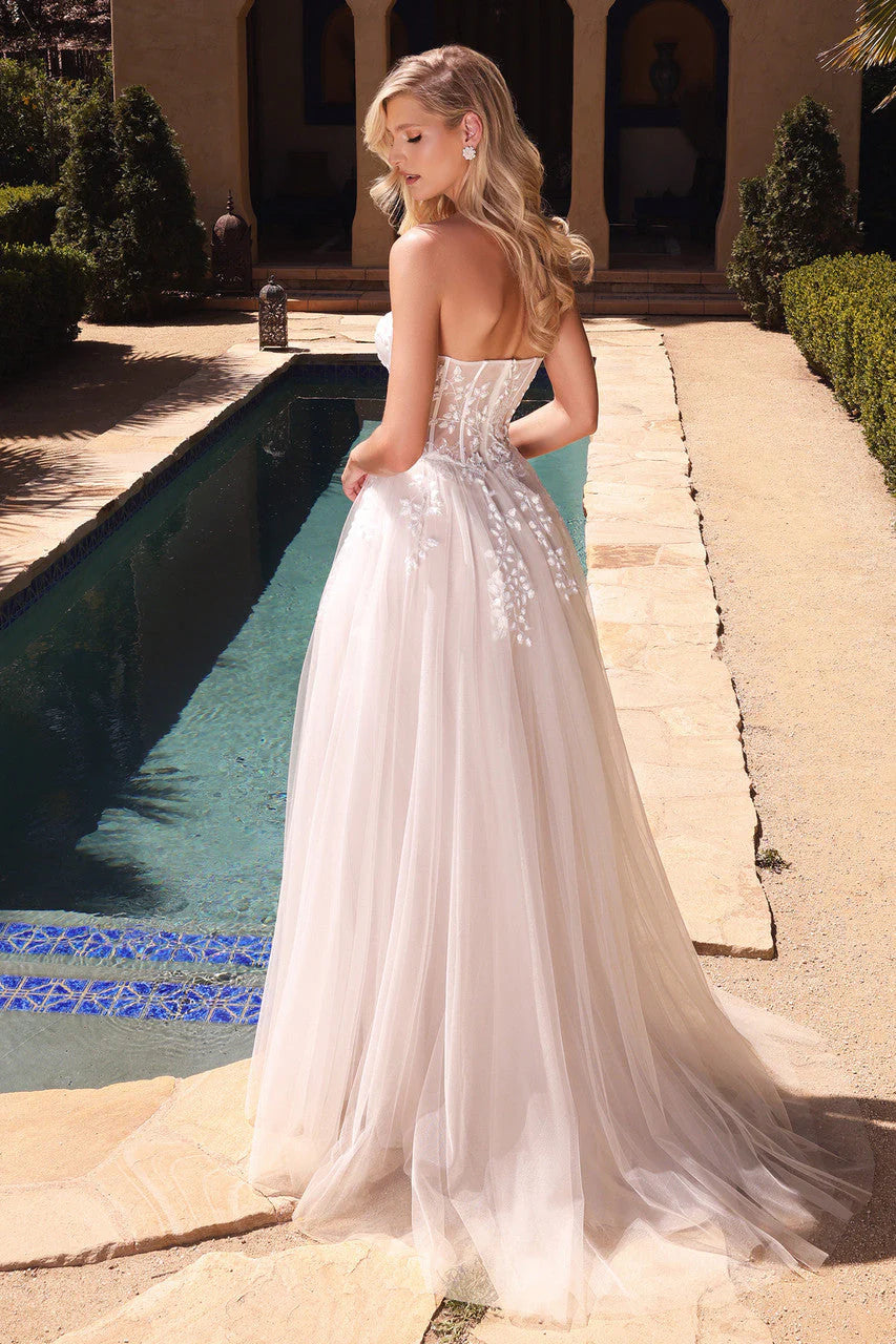 SOLAINE GOWN - OFF WHITE - STRAPLESS CORSET A-LINE DRESS