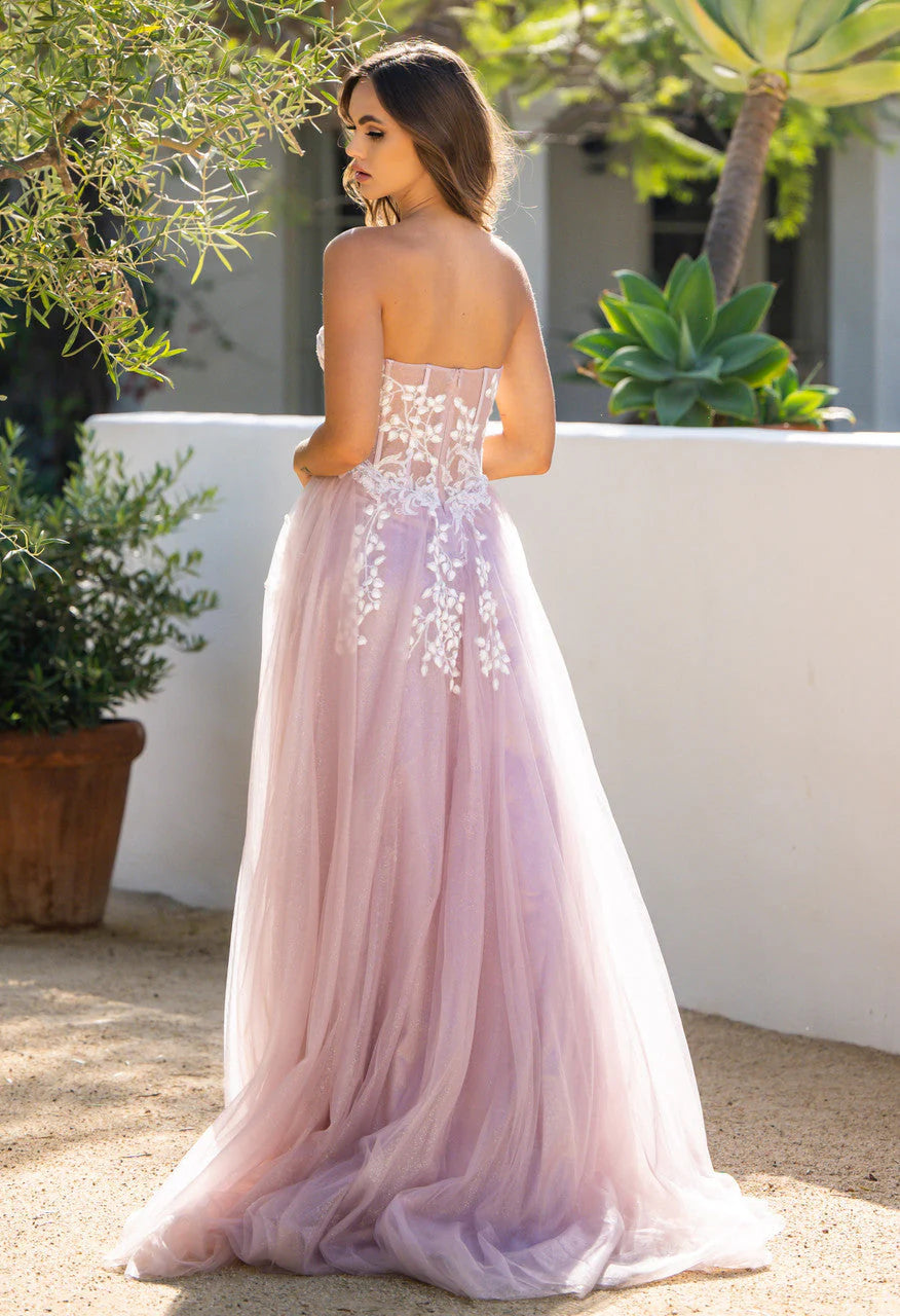 SOLAINE GOWN - MAUVE - STRAPLESS CORSET A-LINE DRESS
