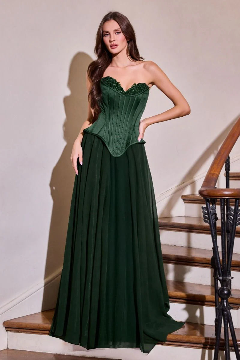 Nigella Gown - Corset A-line Formal Dress With Scarf