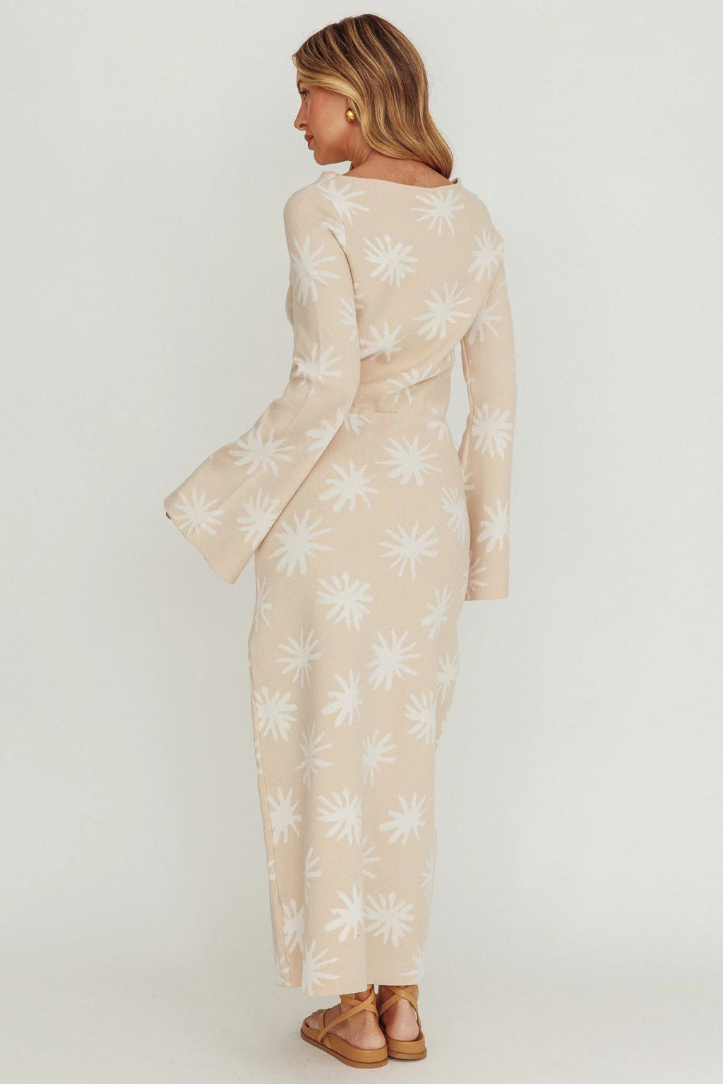 Orleans Star Print Knit Maxi Dress Sand