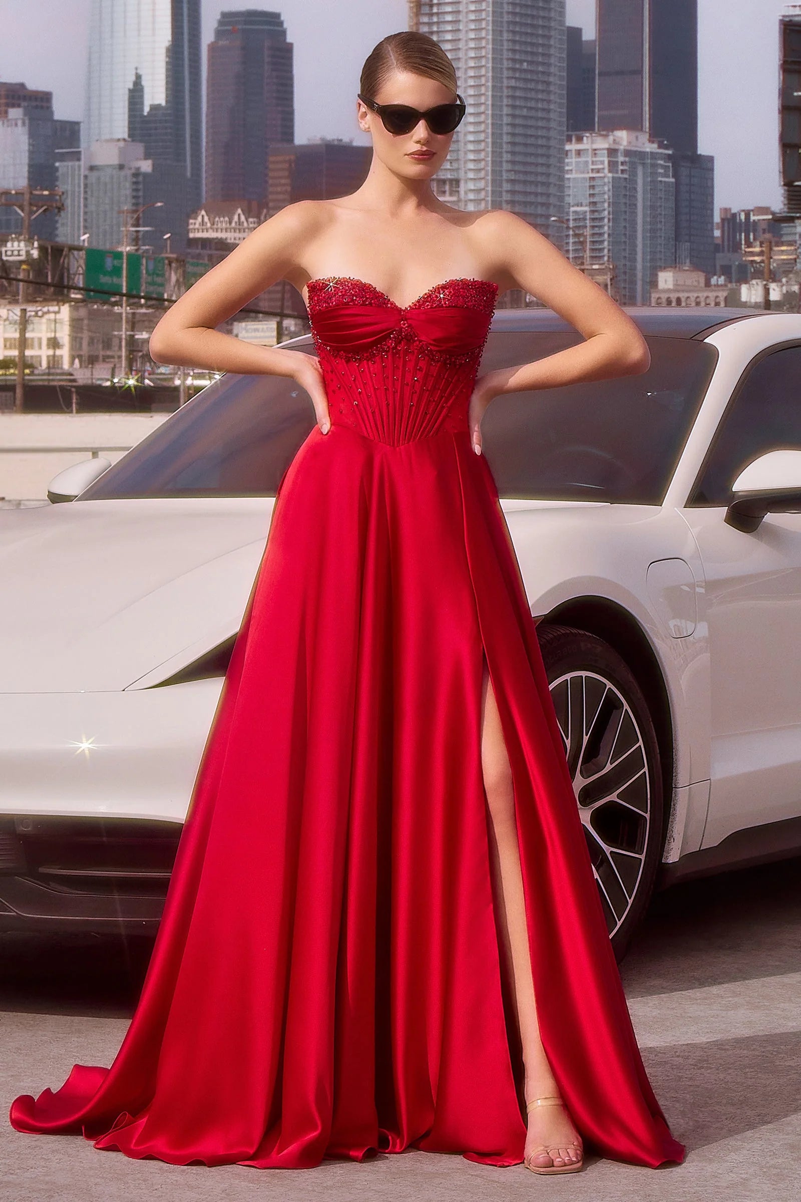 Melanie Gown - A-line Dress with Beaded Bodice & Corset Back