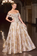 Glenna Gown - Off The Shoulder Floral Ball Gown