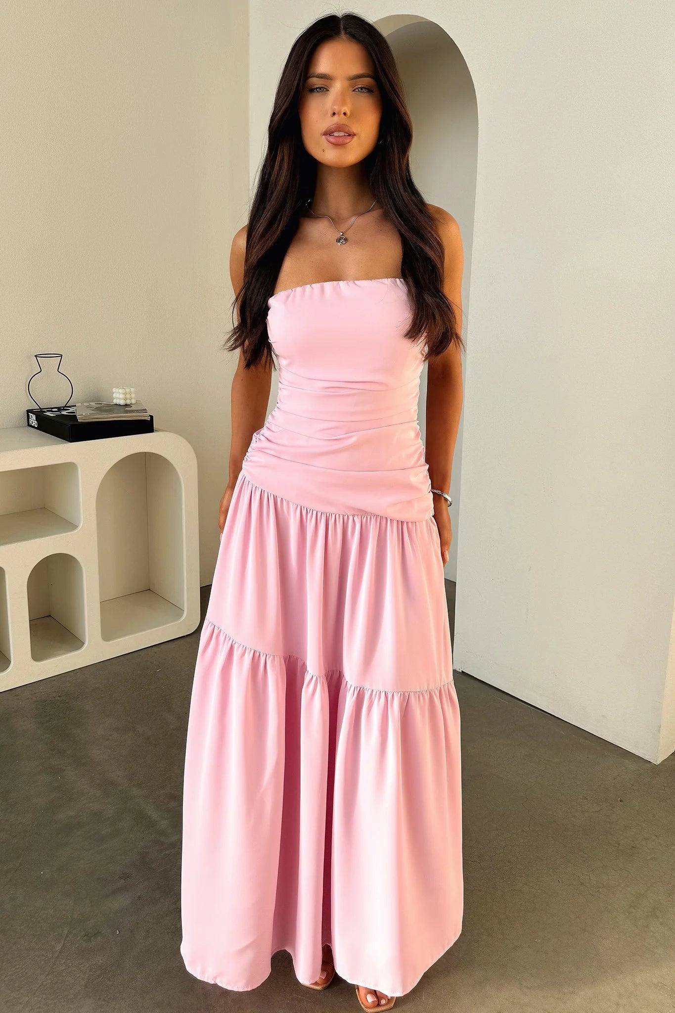 Charlotte Strapless Maxi Dress - Pink