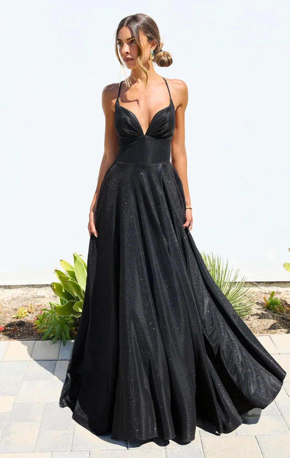 Gwendolyn Gown – Shimmer Lace-Up Back A-Line Evening Dress