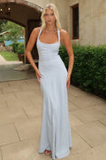 Alara Lace-Up Back Maxi Dress - Blue