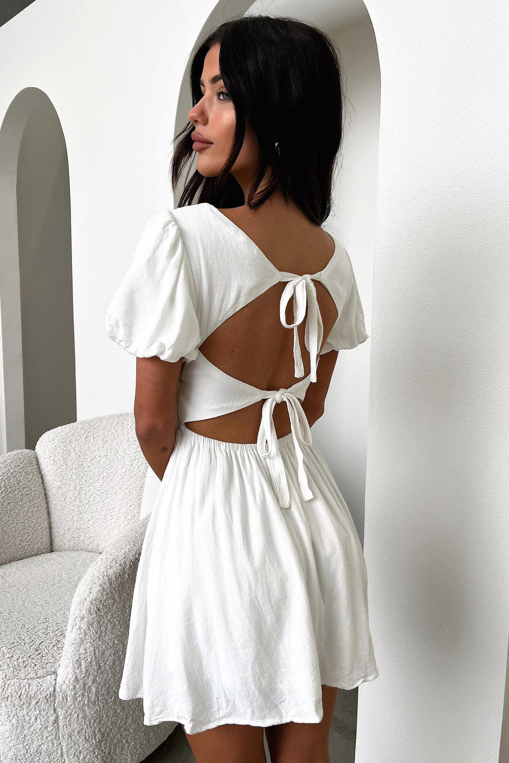 Whitney Square Neck Mini Dress - White